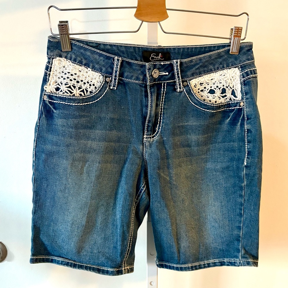 Earl Jeans Lace Denim Shorts 10